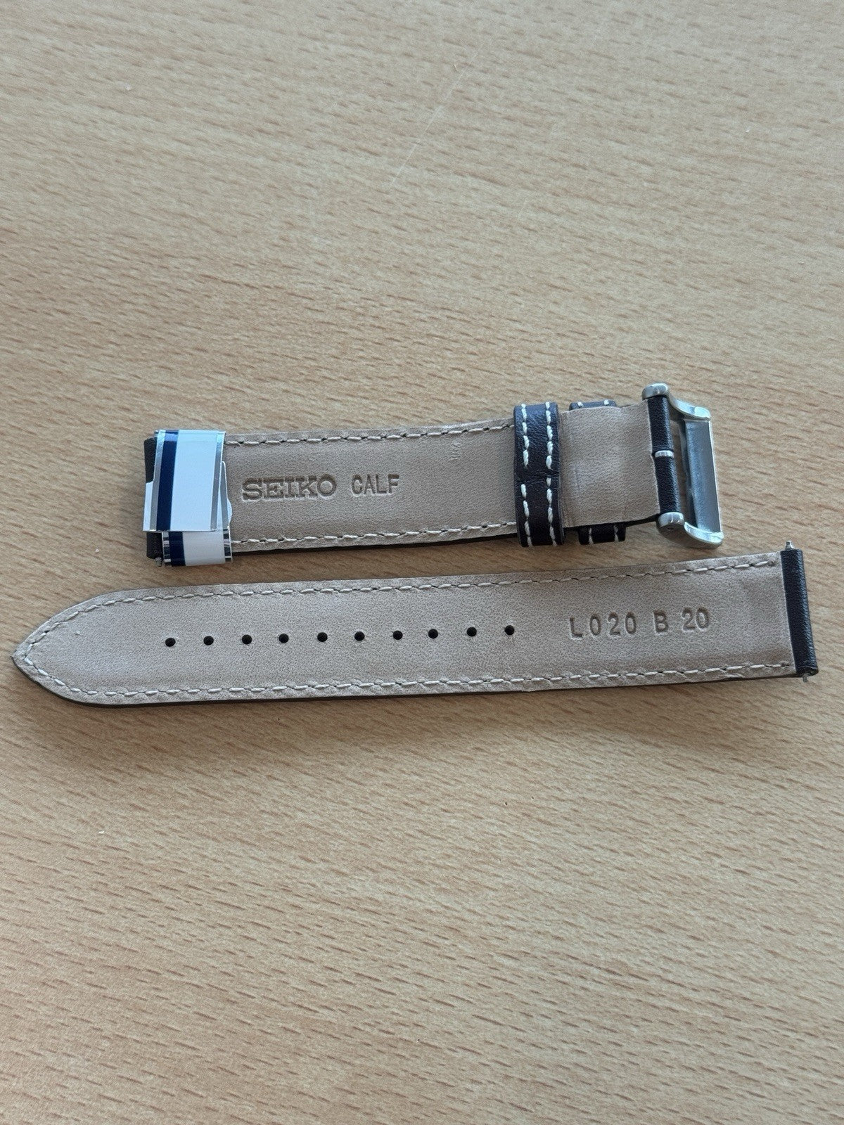 Seiko L020 B 20 Calf Watch Strap - 20mm - Seiko Solar - New Old Stock - Brown