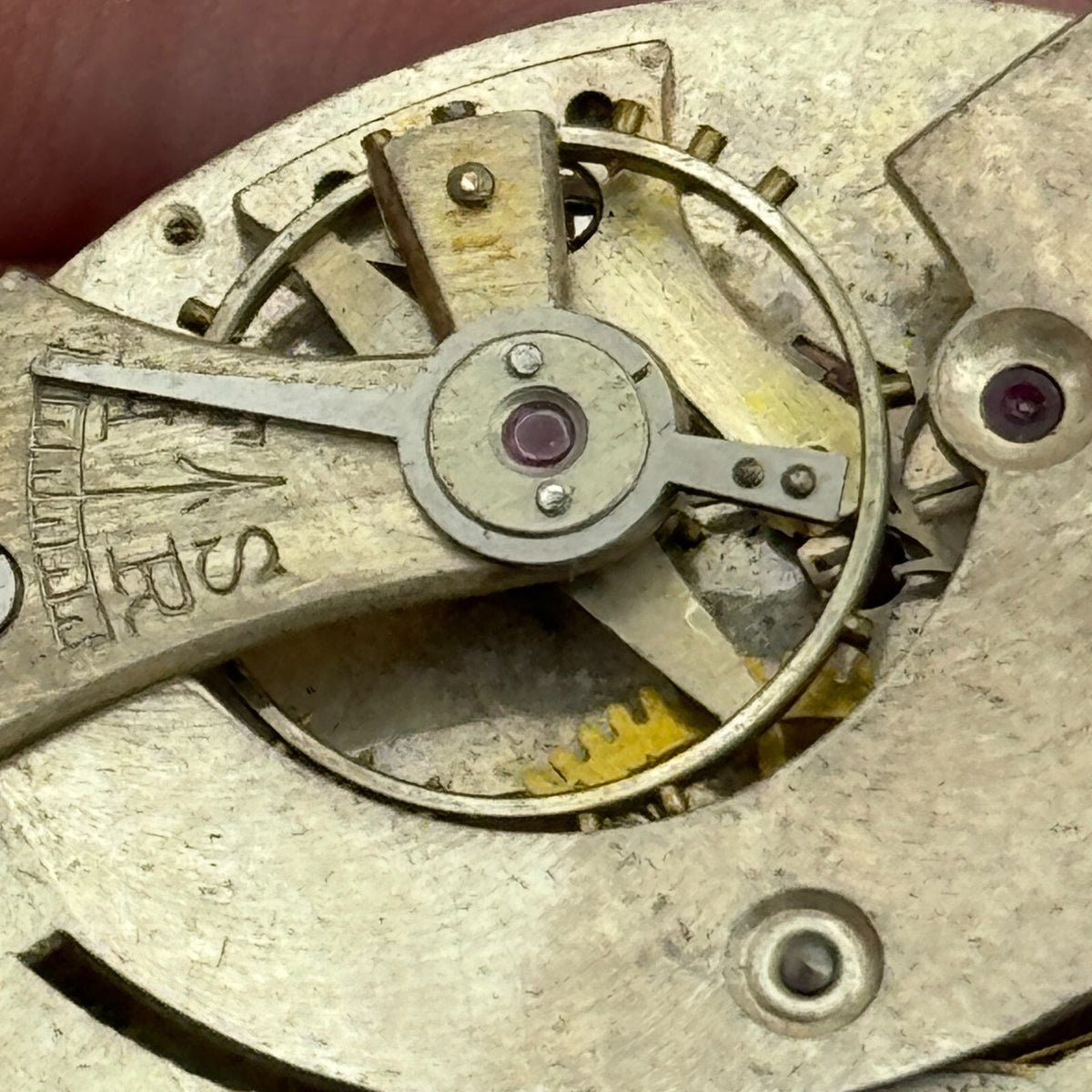 10 Jewels Pocket Watch Movement Unidentified Vintage Parts Repair 41.4mm
