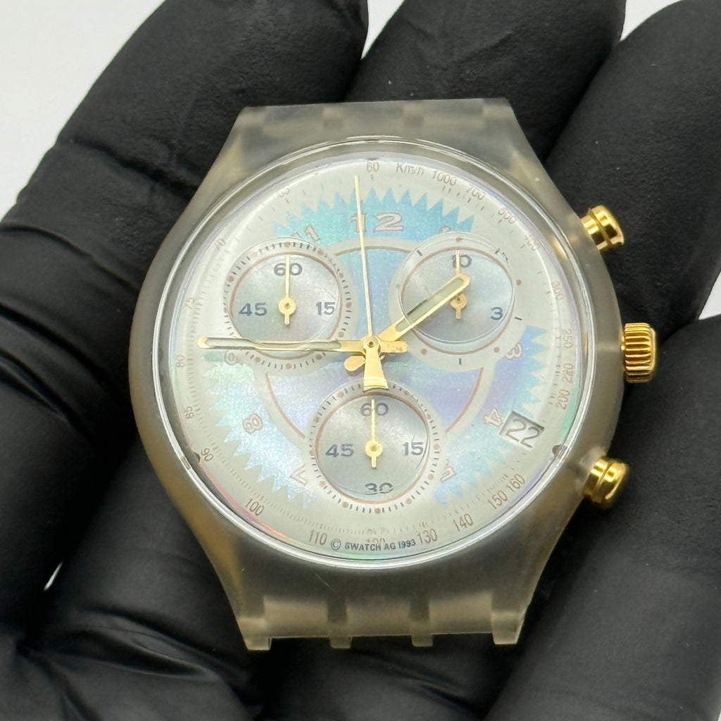 Vintage Swatch Chrono Watch SCK400 Whipped Cream 1993 ETA Quartz 40mm Parts