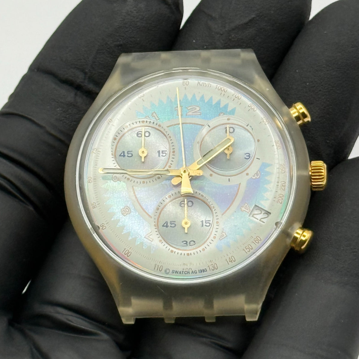 Vintage Swatch Chrono Watch SCK400 Whipped Cream 1993 ETA Quartz 40mm Parts