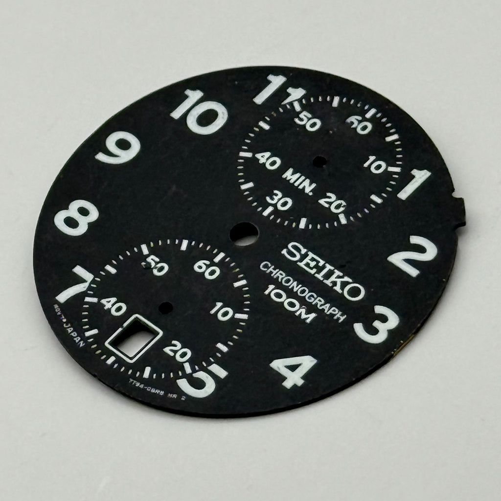 Seiko 7T94-0DR8 Watch Dial Chronograph 100M Black Spare Parts Repair 27.5mm