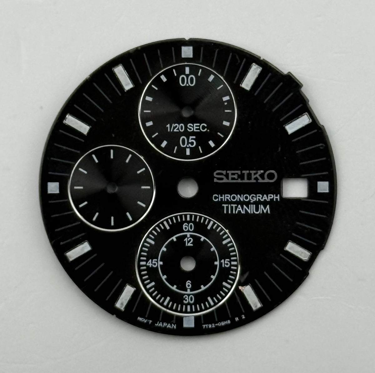 Seiko 7T82-0SN8 Watch Dial Chronograph Titanium Black Spare Parts Repair 28.4mm