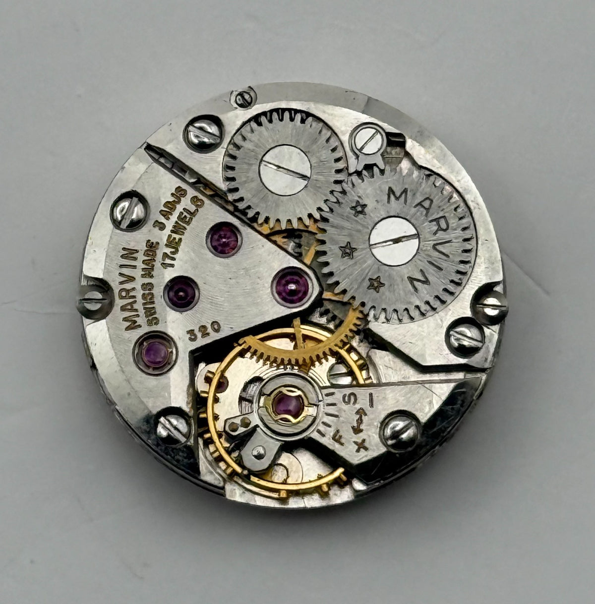 Marvin 320 Watch Movement 17 Jewels 3 ADJS Swiss Manual Wind Parts Repair 19.7mm