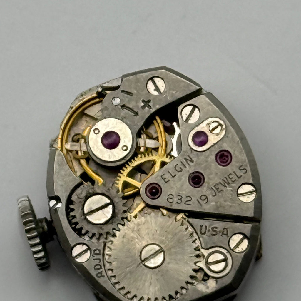 Elgin 832 Watch Movement 19 Jewels American Manual Wind Parts Repair 12.4mm