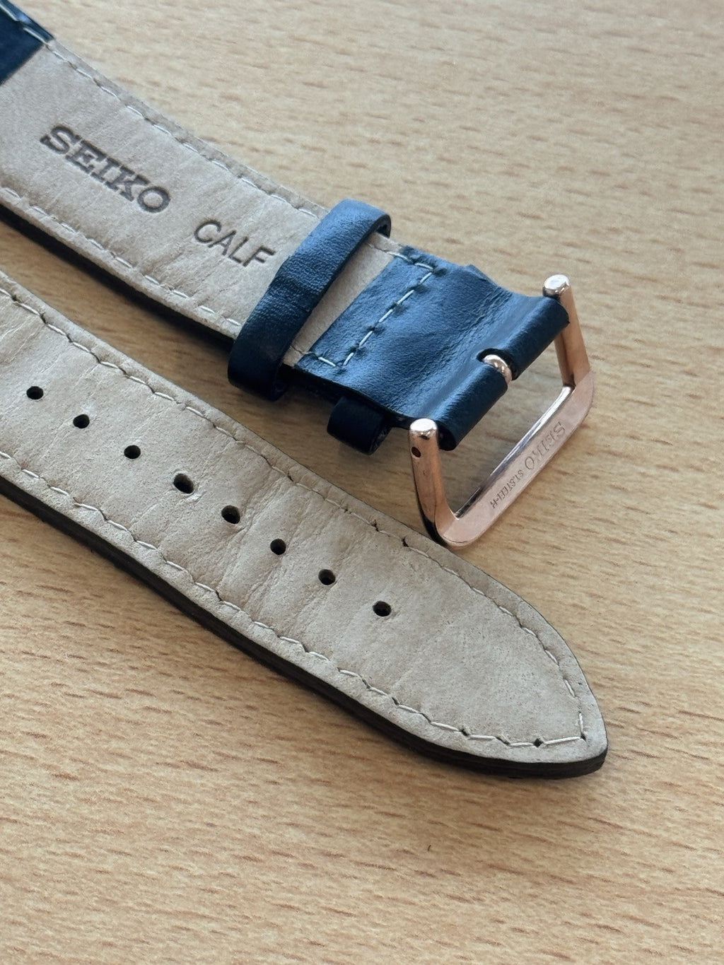 Seiko 4A201 H 22 Watch Strap - 22mm - Black - Rose Gold Buckle - 7T92-0JS0
