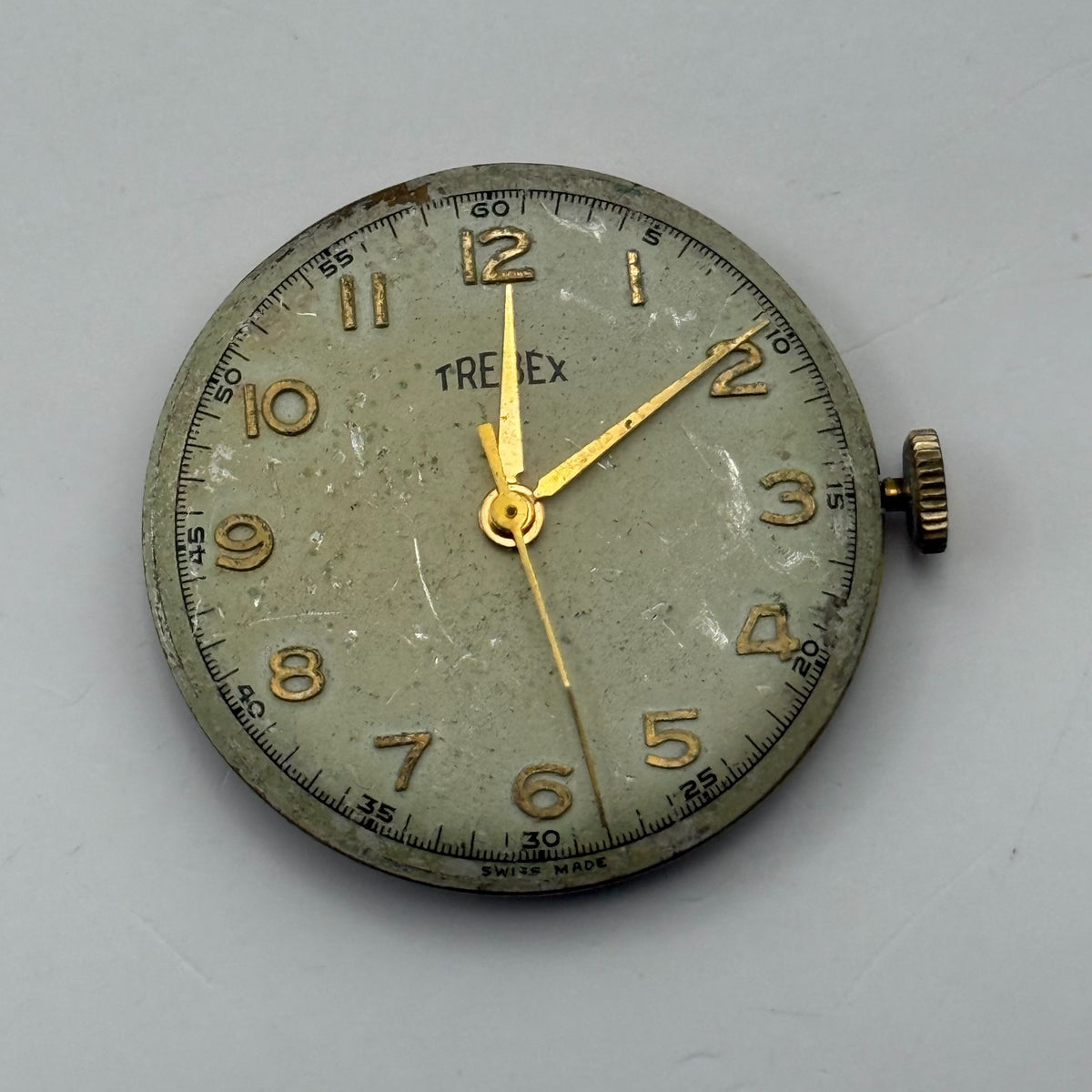 FHF 25 Watch Movement - Trebex 15 Jewels - Running - For Parts / Repair - 23.6mm