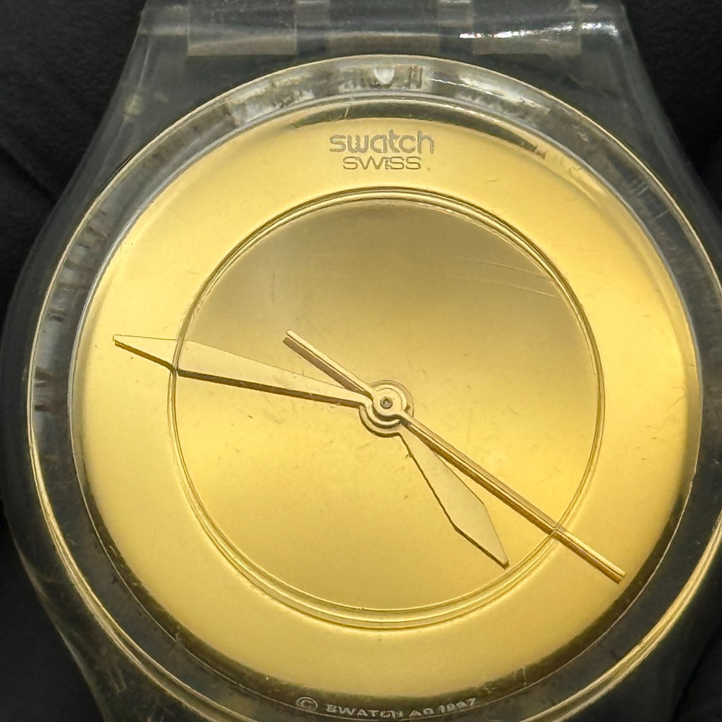 Vintage Swatch Jam Watch AG 1997 Gold Tone ETA Quartz Swiss 33mm Parts 