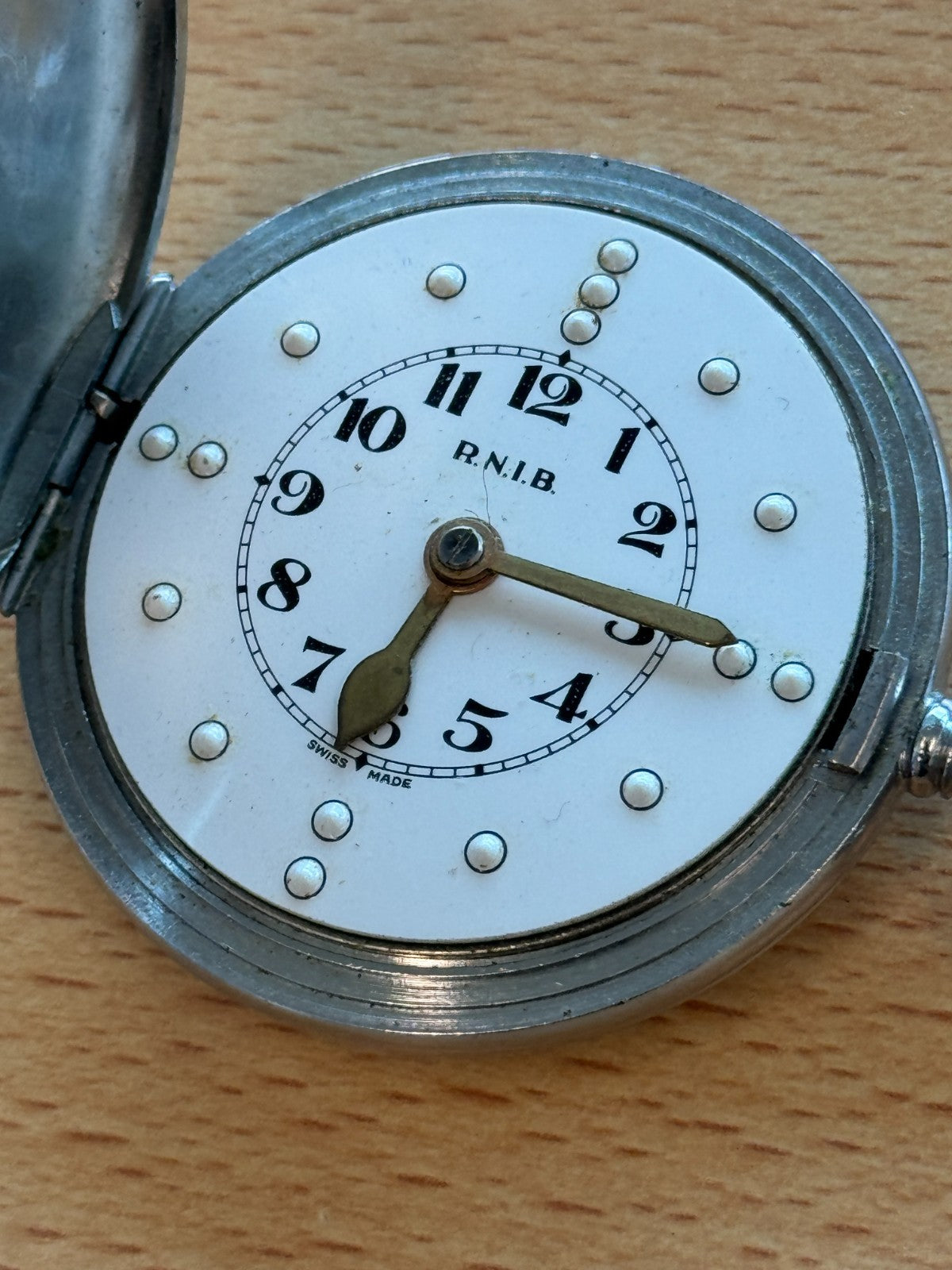 RNIB Braille Pocket Watch Unitas 431 445 Movement For Blind People Needs Repairs