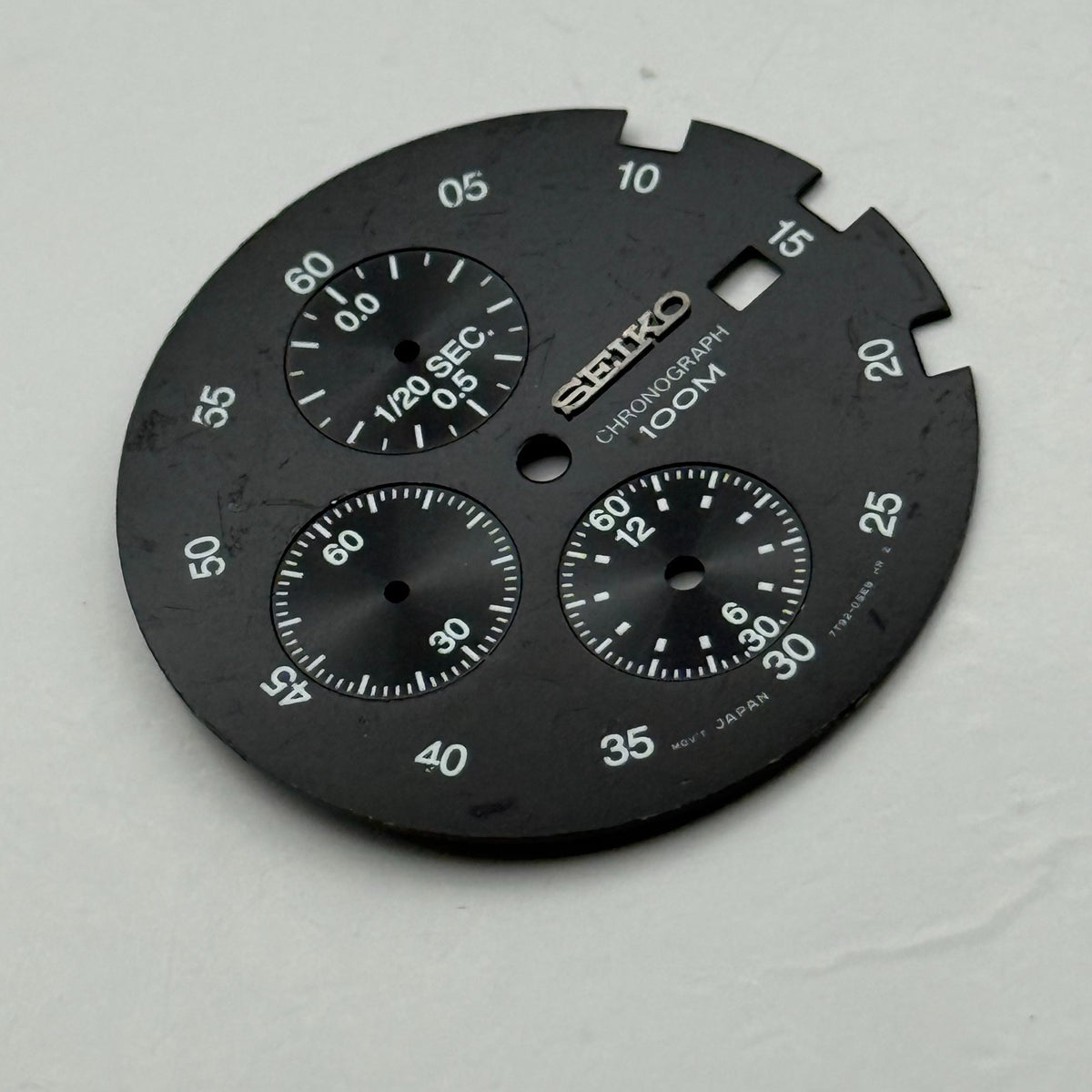 Seiko 7T92-0SE8 Watch Dial Chronograph 100M Black Japan Spare Parts Repair 31mm