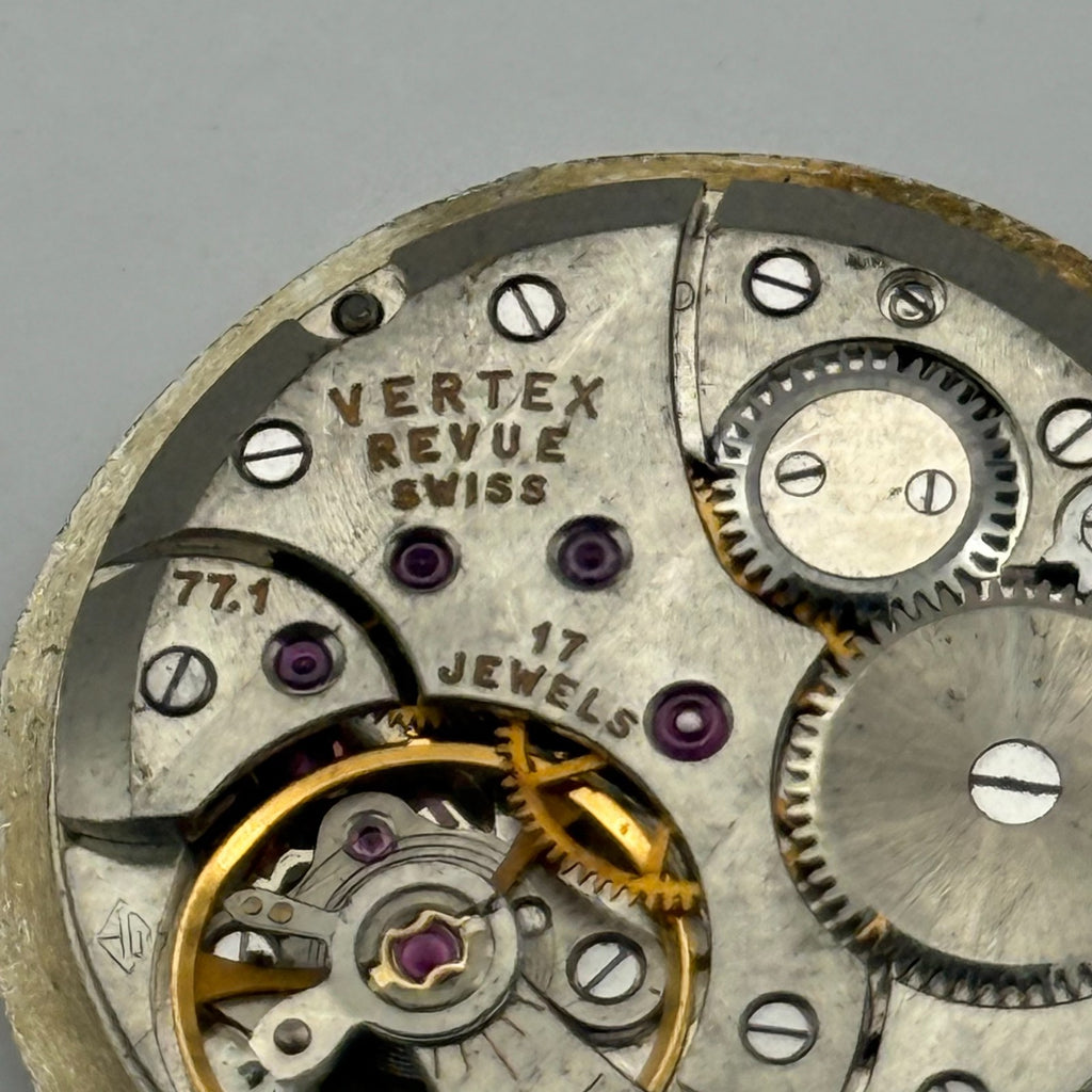 Vertex Revue 77.1 Watch Movement 17 Jewels Swiss Running Manual Wind Parts 26mm