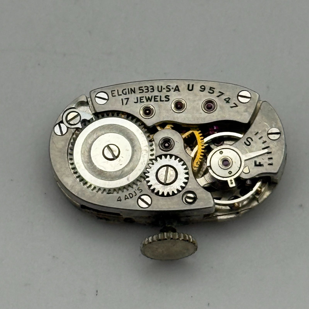 Elgin De Luxe Grade 533 Model 2 Watch Movement - 1947 21/0s - For Parts / Repair