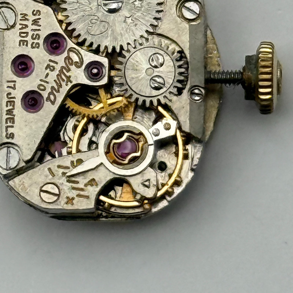 Certina 12-10 Watch Movement Running 17 Jewels Swiss Manual Wind Parts 12.1mm