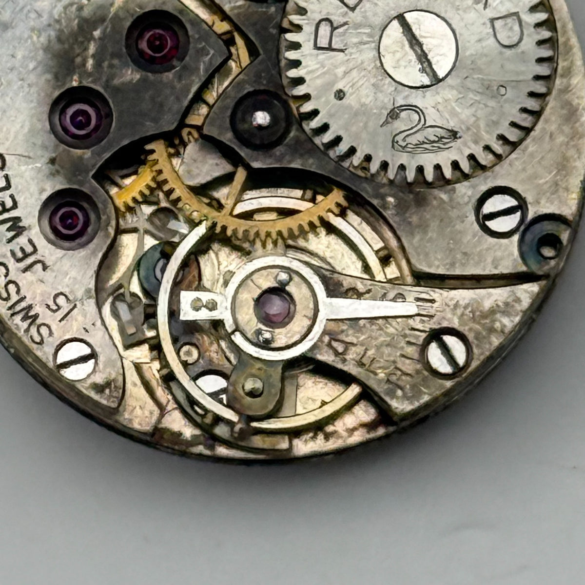 Record Watch Movement 15 Jewels Swiss Vintage Manual Wind Parts Repair 19.6mm