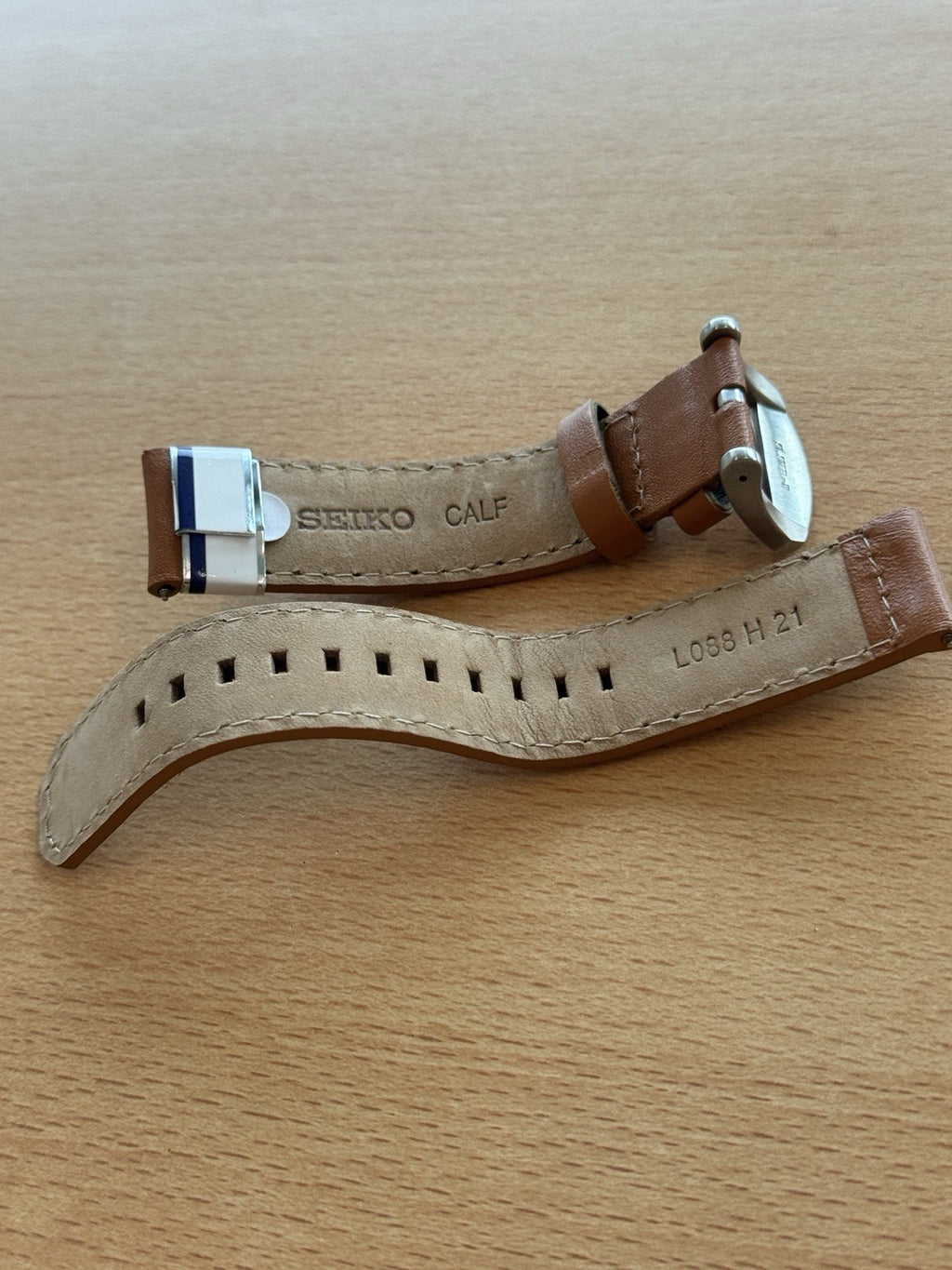 Seiko L088 H 21 Watch Strap - 21mm - Brown - Silver - For Seiko Prospex SSC081