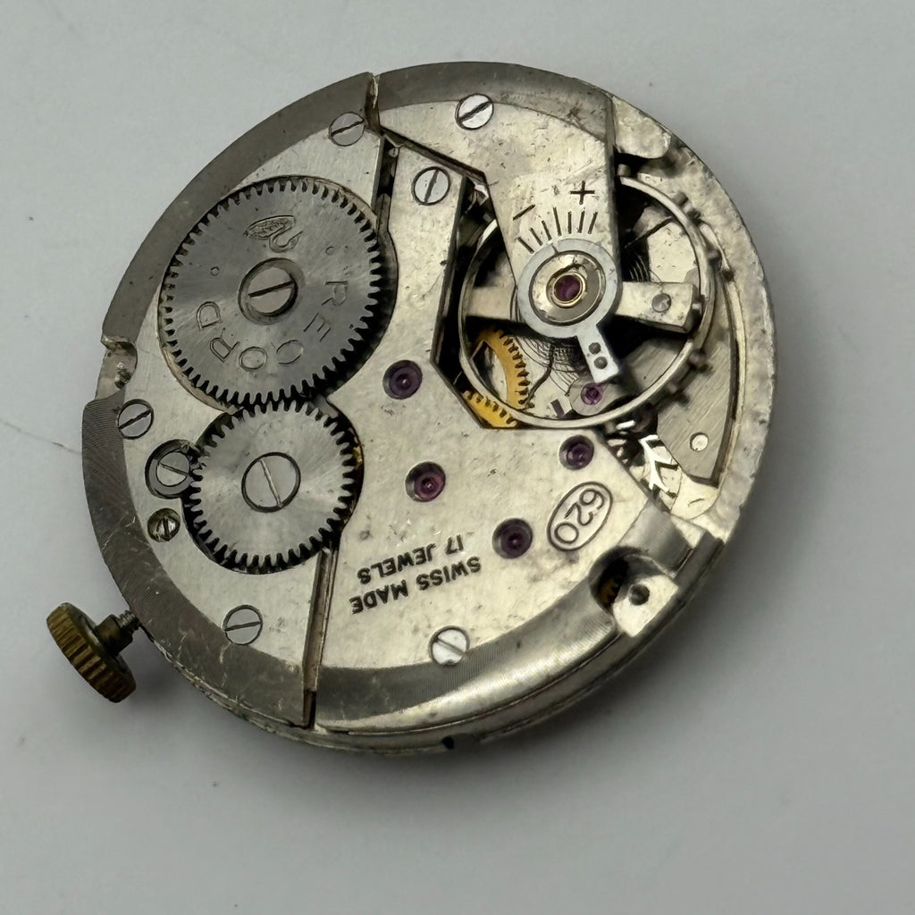 Record 620 Watch Movement - Running - For Parts / Repair - 26.5mm