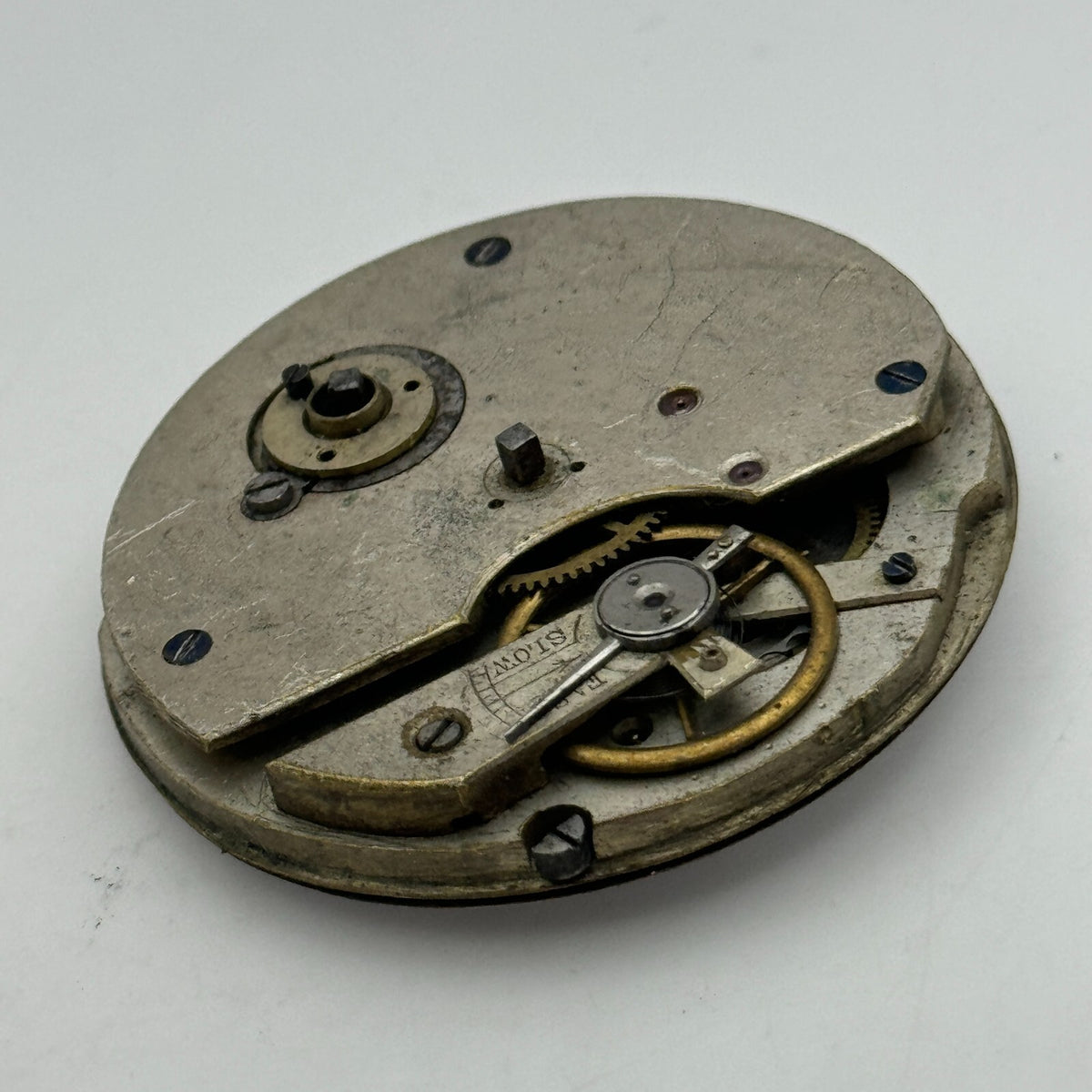 Antique Key Wound Roman Numerals Pocket Watch Movement Dial Parts Repair 47.5mm