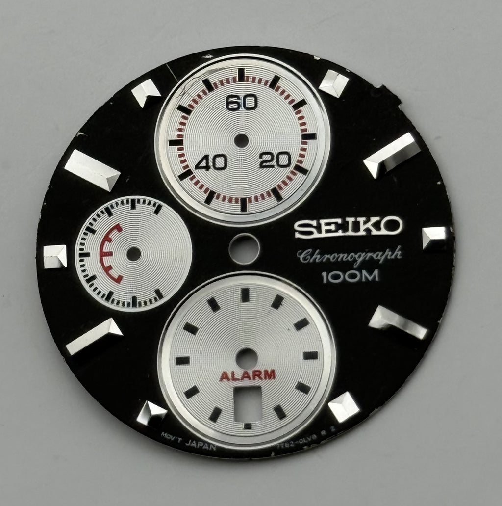 Seiko 7T62-0LV8 Watch Dial Chronograph Alarm 100M Spare Parts Repair 27.4mm