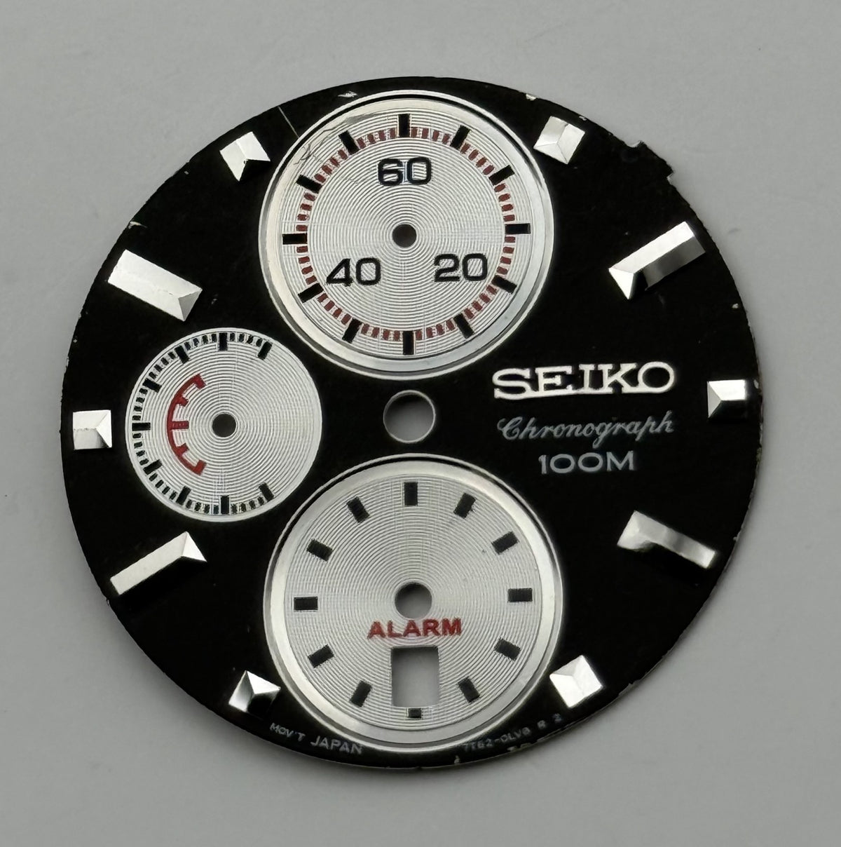 Seiko 7T62-0LV8 Watch Dial Chronograph Alarm 100M Spare Parts Repair 27.4mm