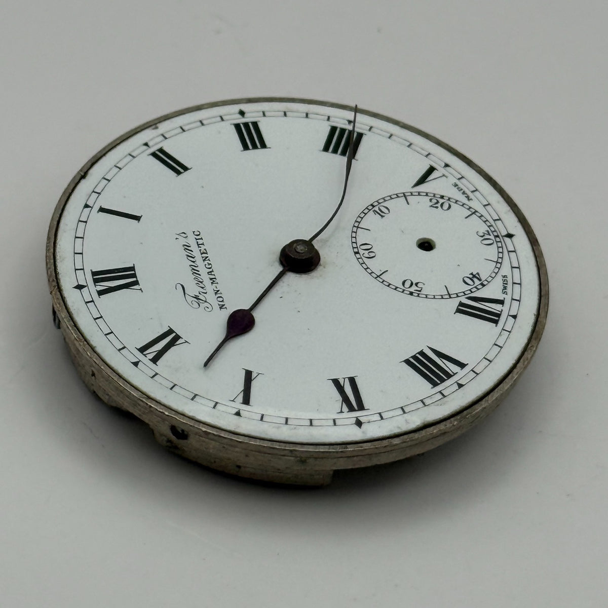 Freeman’s Non Magnetic Pocket Watch Movement Open Face Sub Seconds Parts 37.9mm