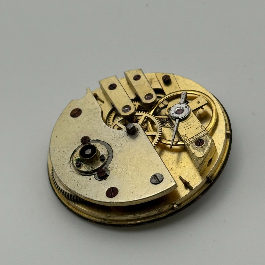 Cylinder Pocket Watch Movement - Unidentified - Antique Parts / Repair - 39.1mm