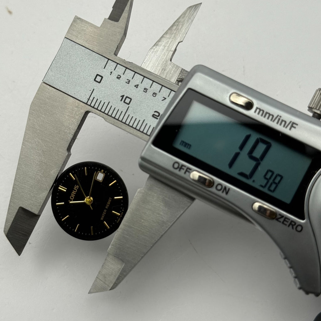 Lorus VX82-B184 Watch Dial Black Vintage Spare Parts Repair 19.9mm