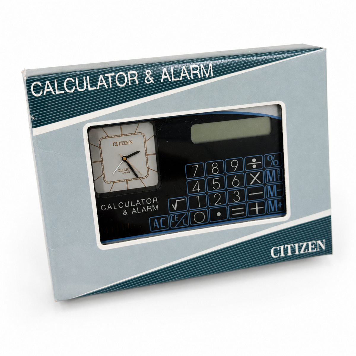 Citizen Calculator & Alarm Clock Black Case White Dial Needs New Battery