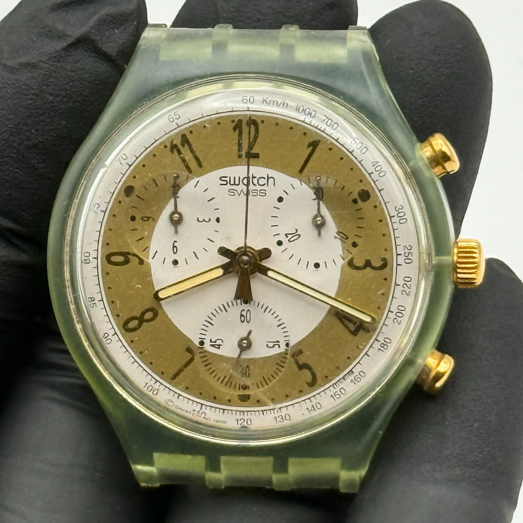 Vintage Swatch Chrono Watch SCG100 Golden Globe 1992 ETA Quartz Swiss 40mm Parts