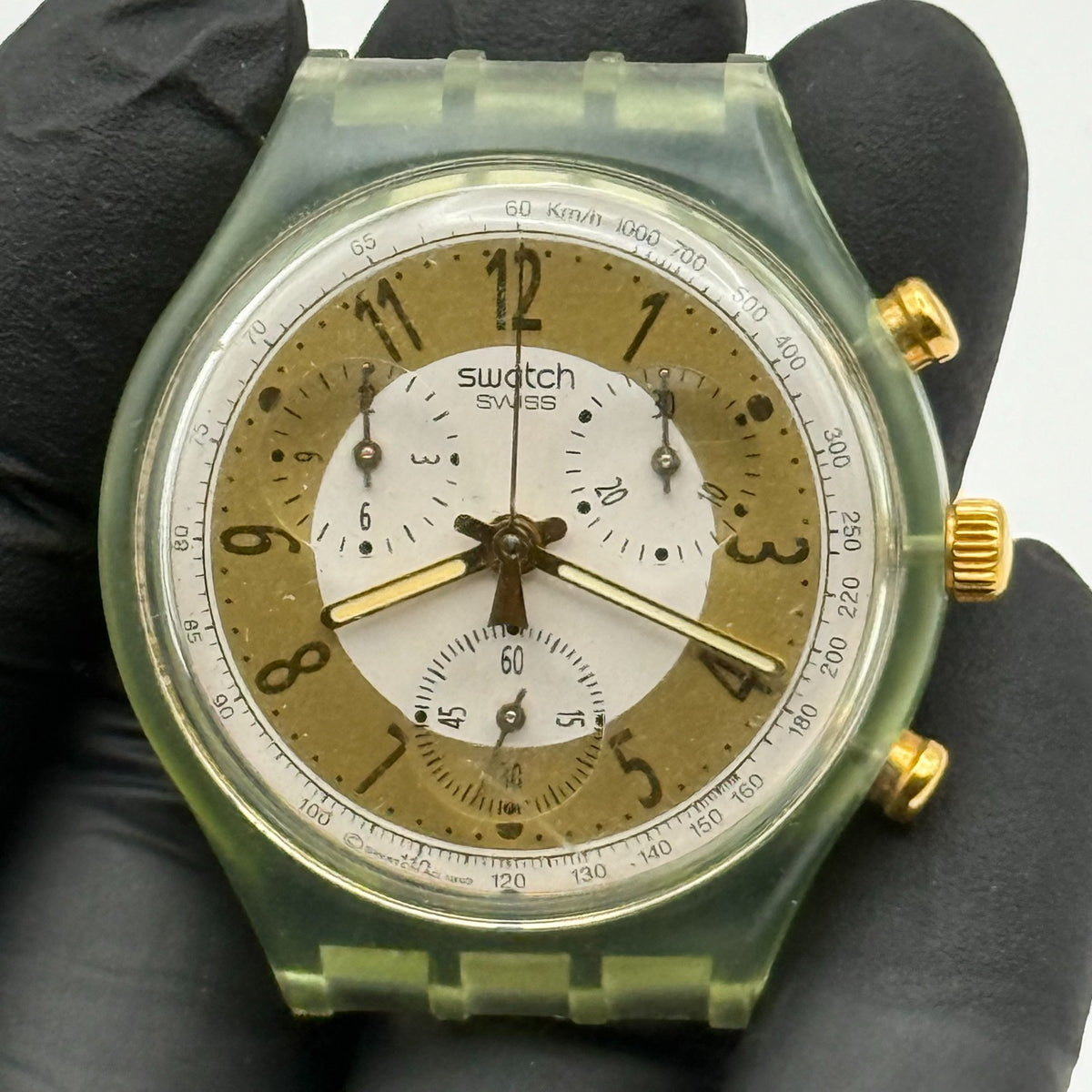 Vintage Swatch Chrono Watch SCG100 Golden Globe 1992 ETA Quartz Swiss 40mm Parts