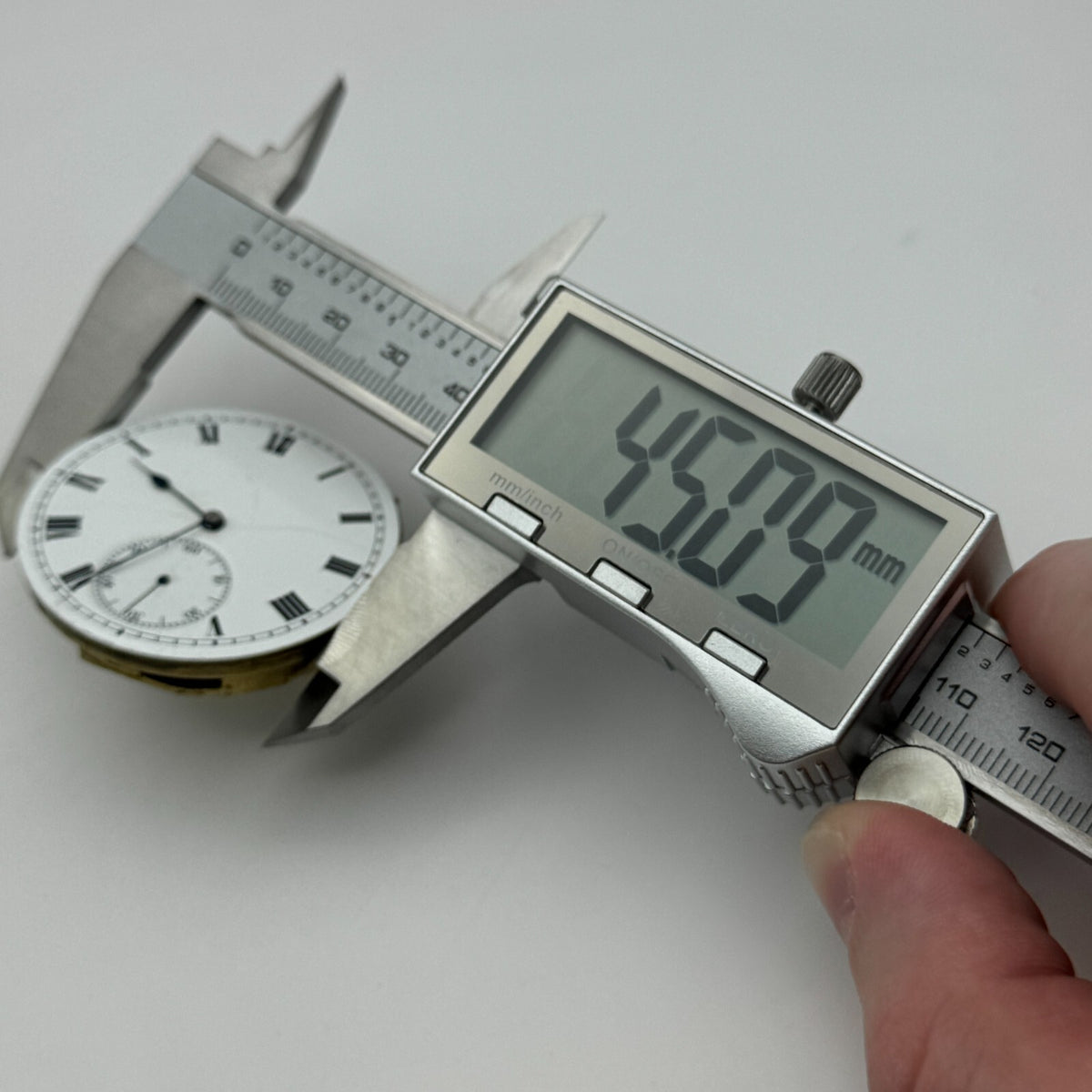 Open Face Unidentified Swiss Pocket Watch Movement Parts Repair Spares 43.2mm