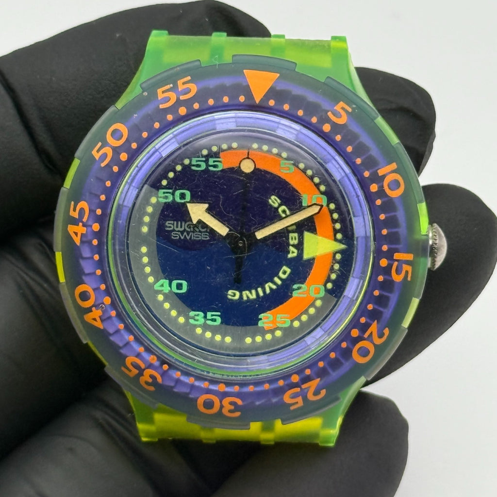 Vintage Swatch Scuba 200 Watch SDJ100 Coming Tide 1992 ETA Quartz 40mm Parts 