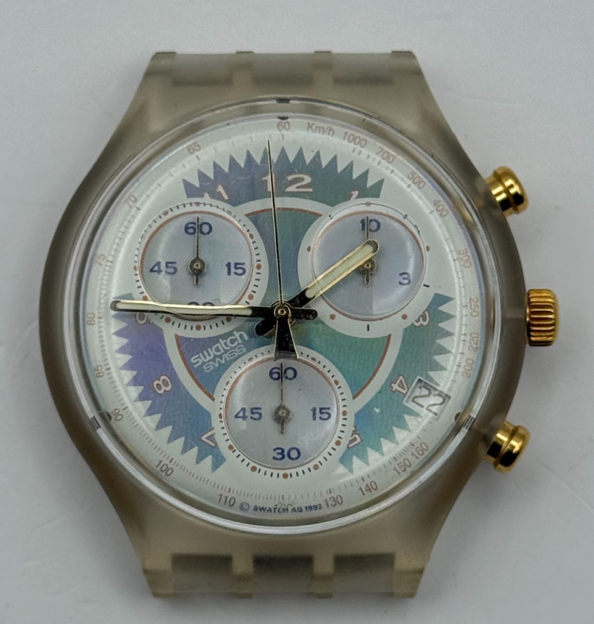Vintage Swatch Chrono Watch SCK400 Whipped Cream 1993 ETA Quartz 40mm Parts