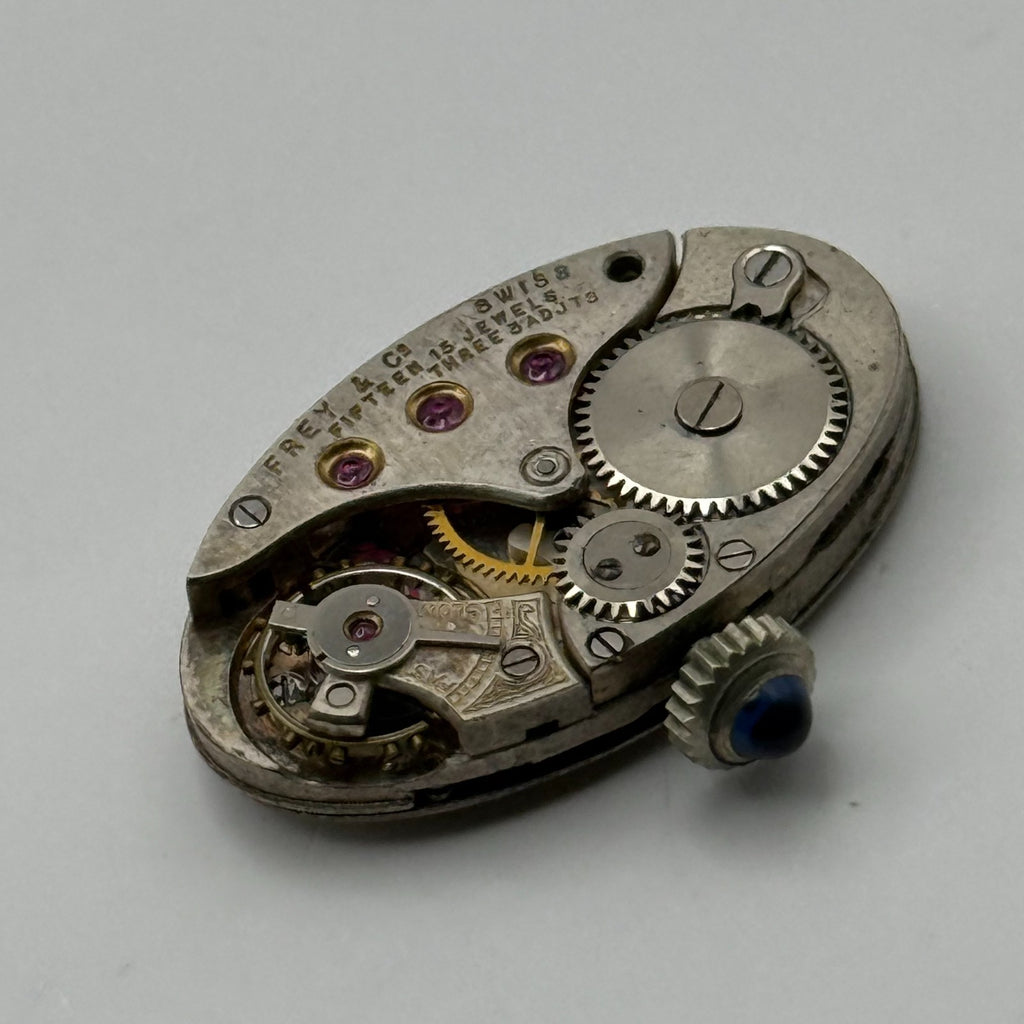 Frey & Co Watch Movement Running Grenad 15J Swiss Manual Wind Parts 14.7mm