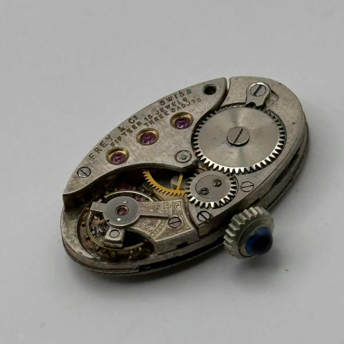 Frey & Co Watch Movement Running Grenad 15J Swiss Manual Wind Parts 14.7mm