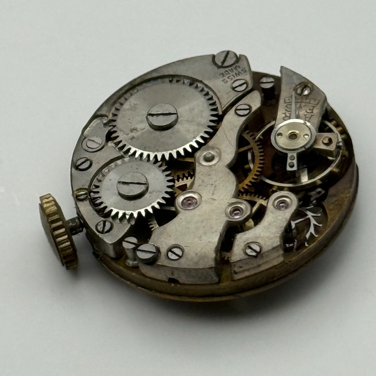 Unidentified Watch Movement Running Swiss Made Manual Wind Parts Repair 23.6mm