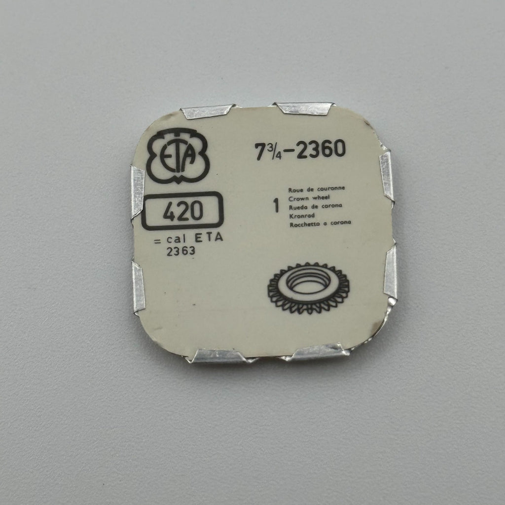 ETA 2360 Crown Wheel - 7 3/4 - 420 - New Old Stock - Watch Parts