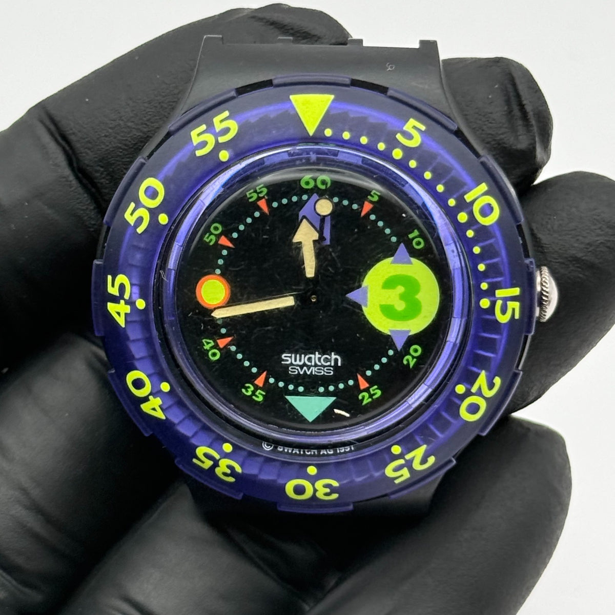 Vintage Swatch Scuba 200 Watch SDB101 Captain Nemo 1991 ETA Quartz 40mm Parts 