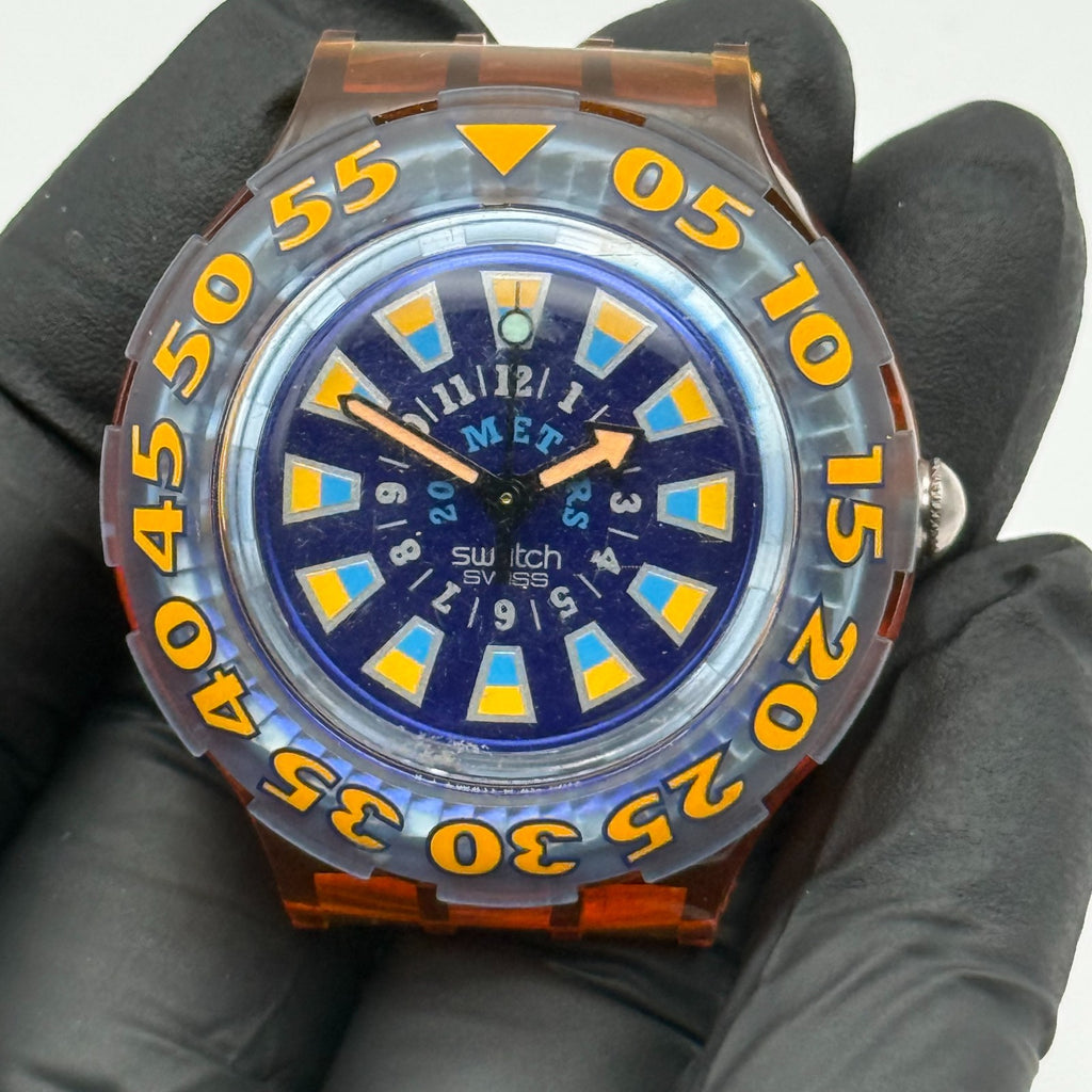 Vintage Swatch Scuba 200 Watch SDO100 Seaclip 1994 ETA Quartz Swiss 40mm Parts 