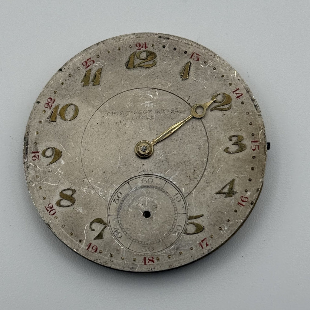 Swiss Lever Pocket Watch Movement - Tissot 18''' Hunter - Parts / Repair 41.4mm