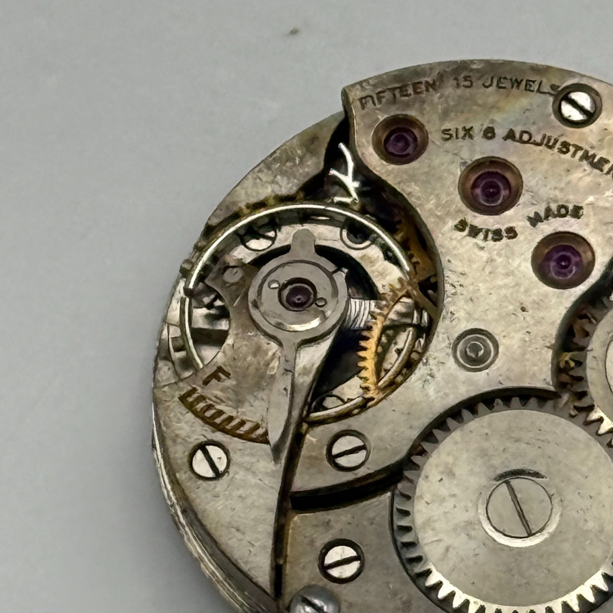 Meridian Regd Watch Movement 15 Jewels 6 Adjustments Manual Wind Parts 23.6mm