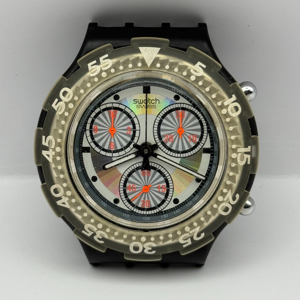 Vintage Swatch Aqua Chrono Watch SBB100 Black Rudder 1992 ETA Quartz 43mm Parts 
