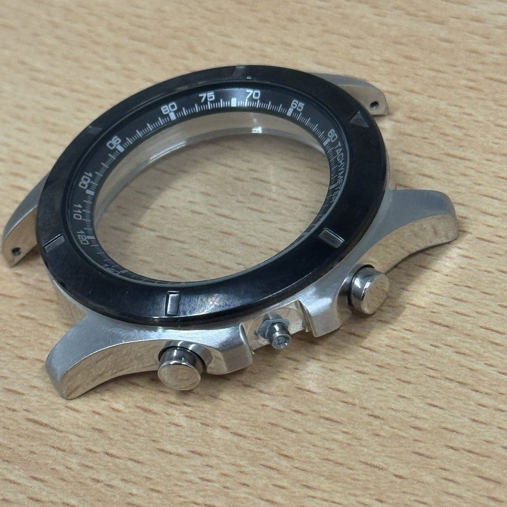 Seiko Chronograph Watch Case - Tachymeter Black Bezel - Brand New