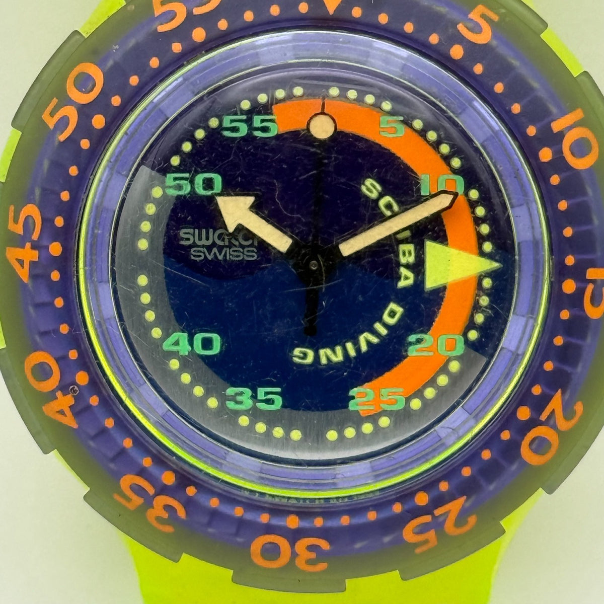 Vintage Swatch Scuba 200 Watch SDJ100 Coming Tide 1992 ETA Quartz 40mm Parts 