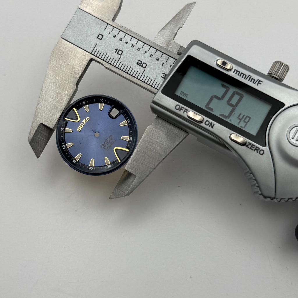 Seiko Watch Dial Perpetual Calendar Titanium Blue Spare Parts Repair 29.4mm
