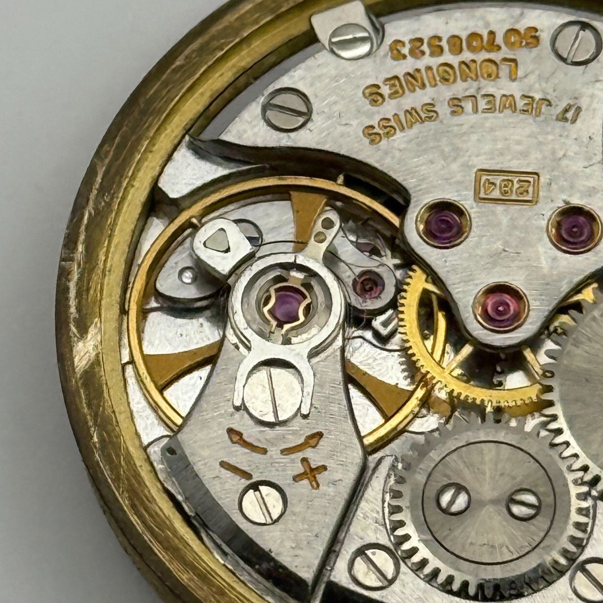 Longines 284 Watch Movement - 17 Jewels - For Parts / Repair - 30.5mm