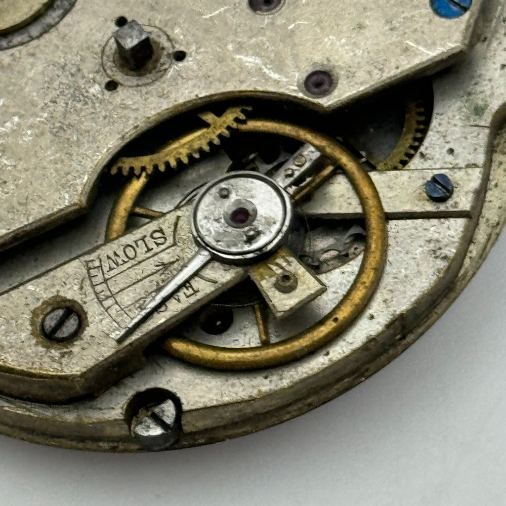 Antique Key Wound Roman Numerals Pocket Watch Movement Dial Parts Repair 47.5mm