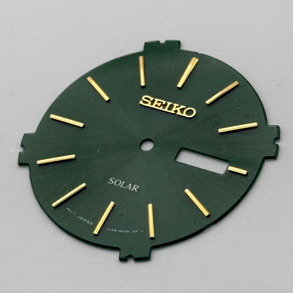 Seiko V158-0CX8 Watch Dial Solar Green Japan Vintage Spare Parts Repair 31.5mm