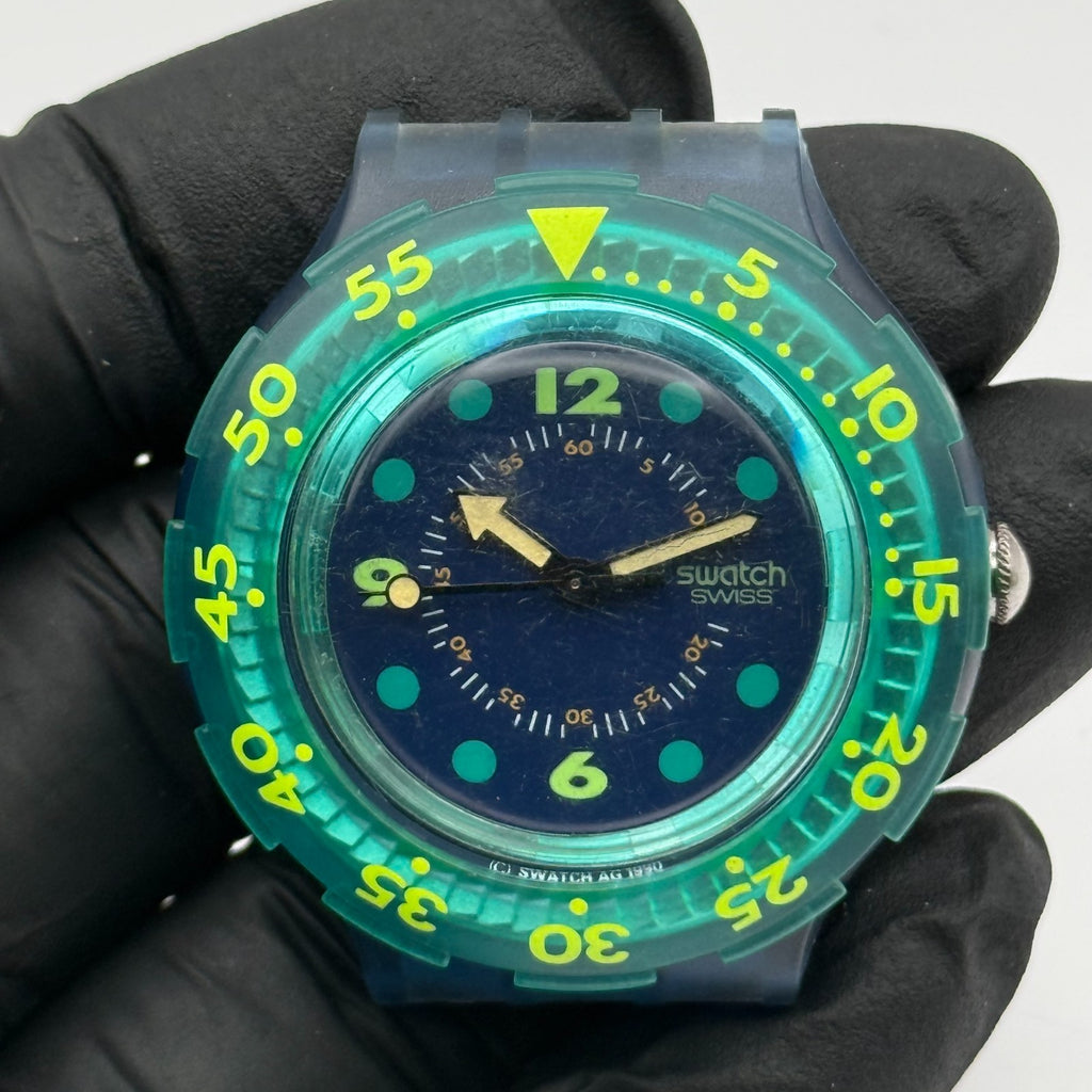 Vintage Swatch Scuba 200 Watch SDN100 Blue Moon 1990 ETA Quartz Swiss 40mm Parts