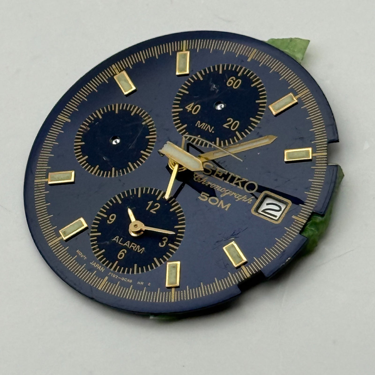 Seiko 7Y62-0CAS Watch Dial Chronograph Alarm 50M Blue Spare Parts Repair 29.9mm