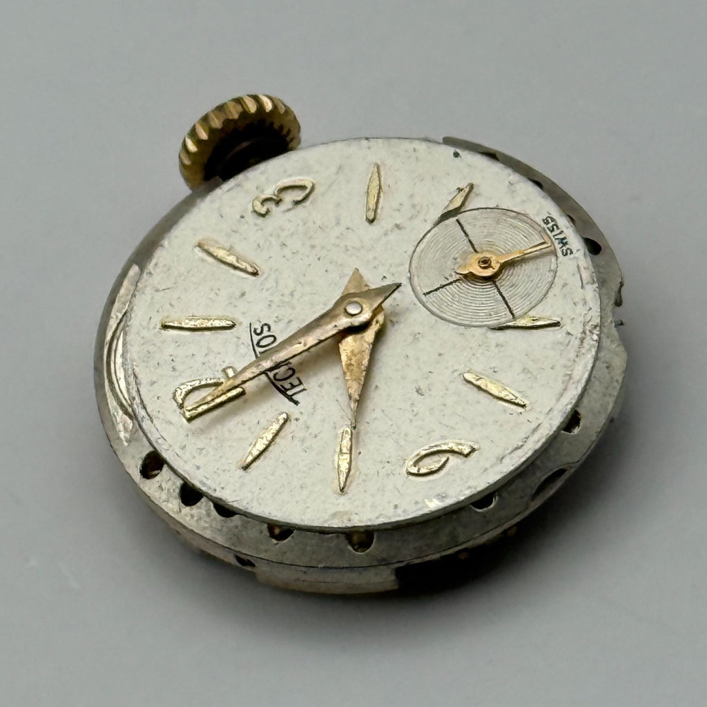 Technos Watch Movement 15 Jewels Swiss Manual Wind Vintage Parts Repair 19.6mm