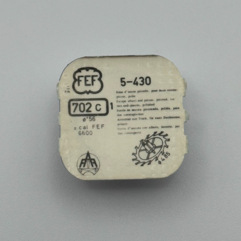 FEF 430 Escape Wheel & Pinion - 5 - 702 - New Old Stock - Watch Parts